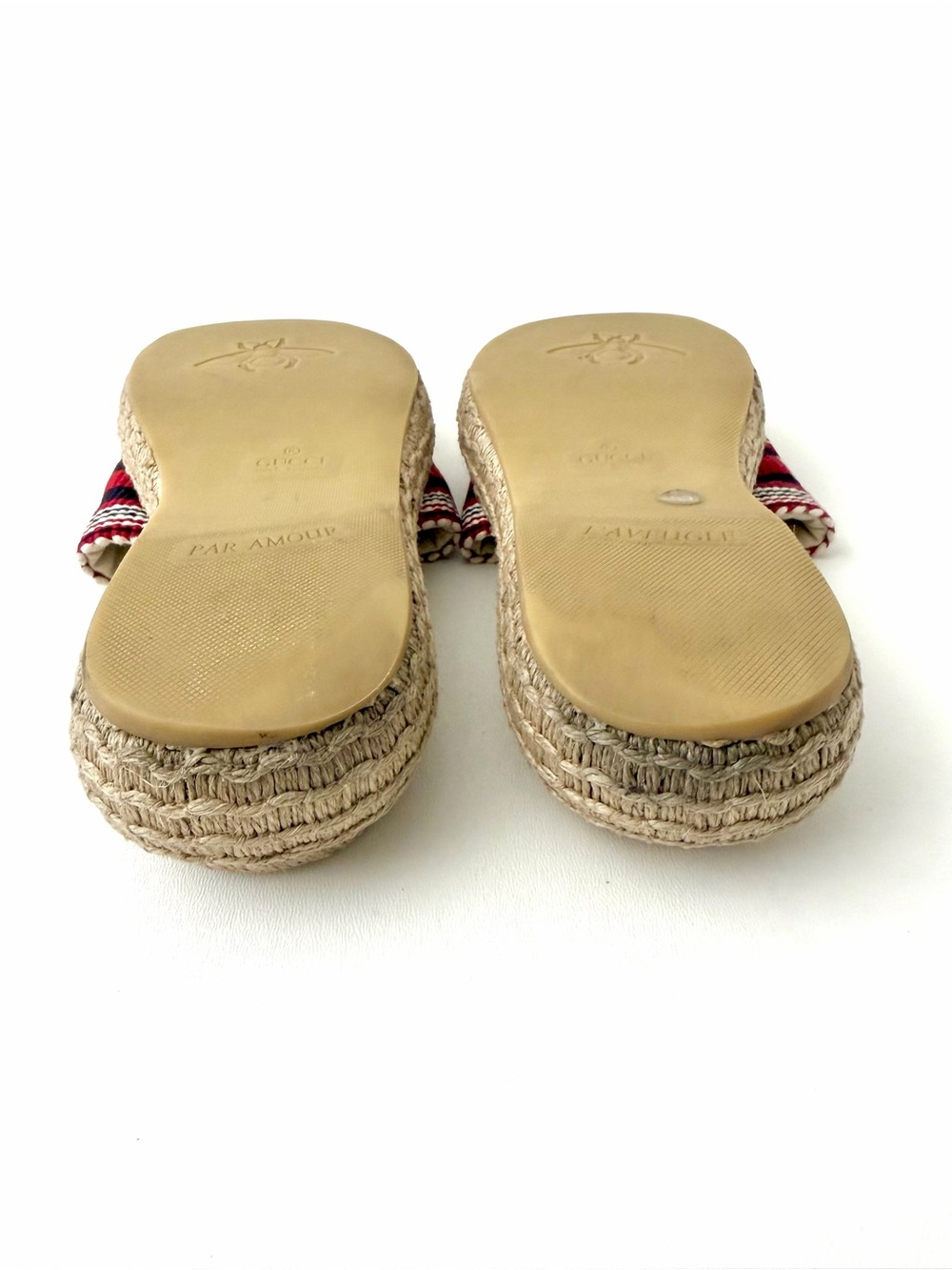 GUCCI | Sabela Web Stripe Logo Espadrille Platform Slides Sandals EU 39 - Picture 13 of 13